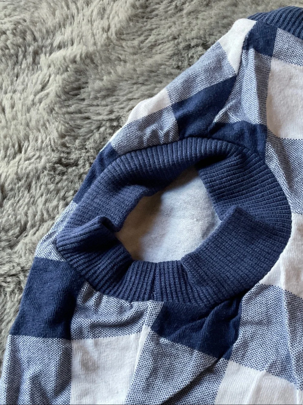 Blue and White Gingham Dog Onesie NWOT